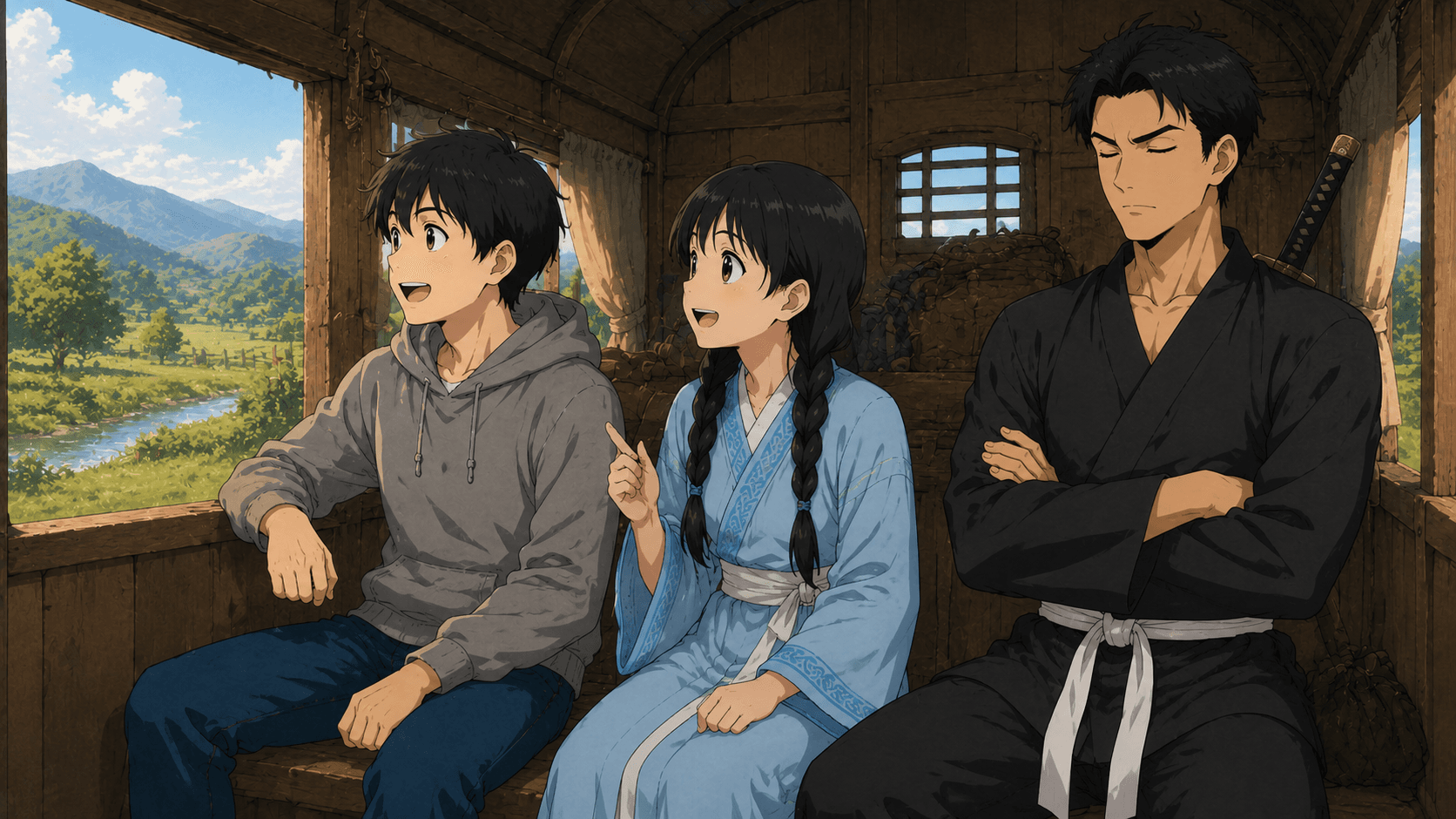 後ろから走って追いかけてくる鈴鐺。パーティ全員集合！