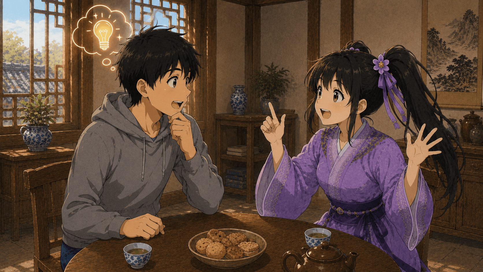 「云海先生はどこへ？」と遮って問いかける飛虎。長老の顔が変わる。